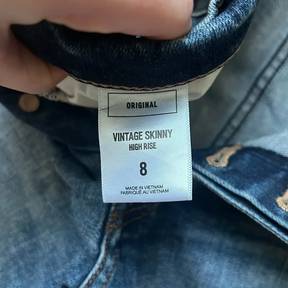 Express Vintage High-Rise Ripped Skinny Jeans Size 8 - Picture 3 of 6